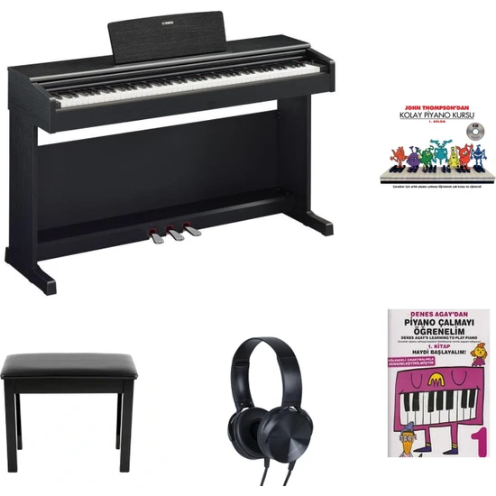 Yamaha YDP145B Siyah Dijital Piyano + Tabure - Kulaklık - Piyano Metodları