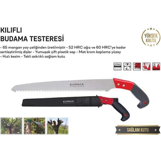 Kapmax KP-2402 Kılıflı Testere Ağaç Budama Ahşap Kesme