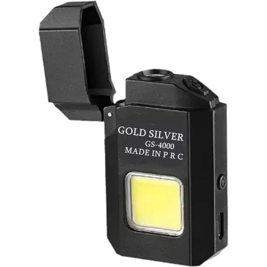 Goldsilver Gazsız Rezistanslı Elektrikli USB Şarjlı Çakmak Mini Cob El Fenerli 2 In 1 Mini Projektörlü Çakmak