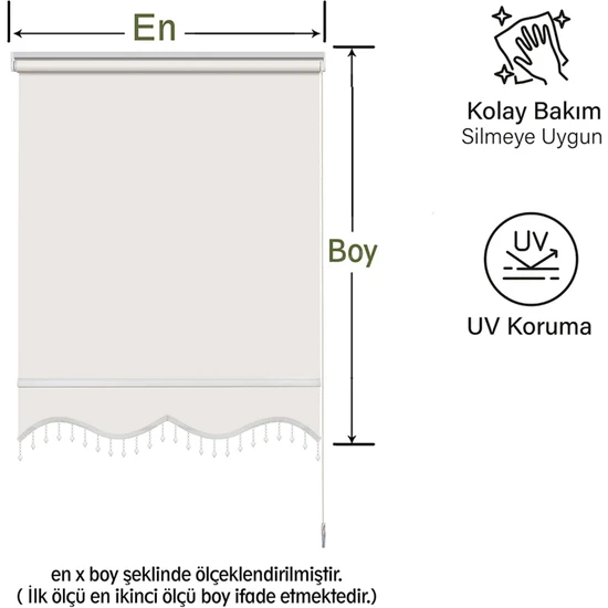 Binbir Perde Boncuklu Krem Stor Perde