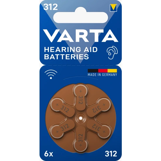 Varta 312 Numara İşitme Cihazı Pili 6'lı Blister (60 Adet)