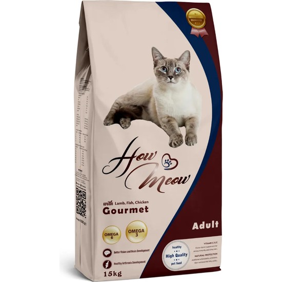 How Meow Gurme Yetişkin Kedi Maması 15 kg Premium Kalite Gurme Tat ile Besleyici İçerik