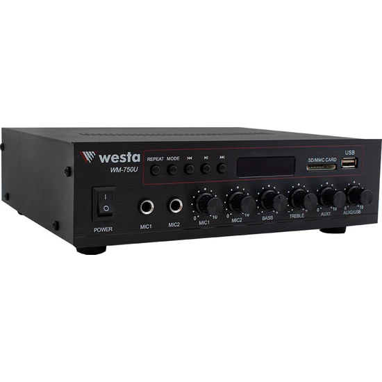 Westa WM-750U 80W Mini 100V/70V/4-16 Ohm Usb/sd/bluetooth/ Uk-2 Mik.giriş Trafolu Anfi (2818)