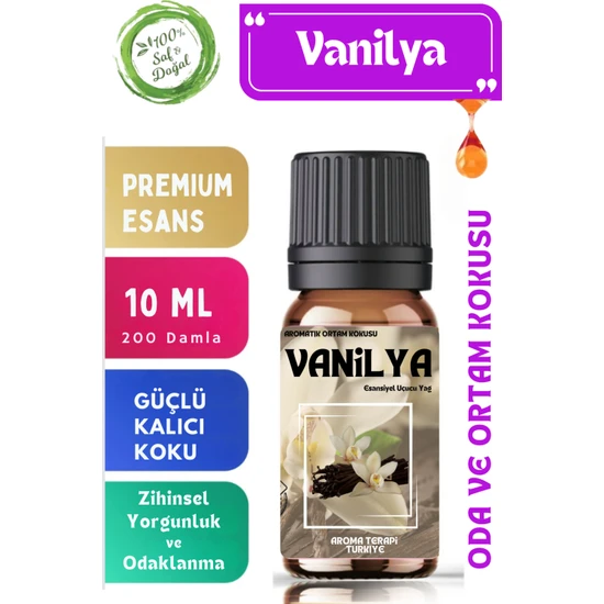 Aroma Terapi TR Vanilya Saf Esansiyel Yağ  Oda ve Ortam Kokusu  Aromatik Uçucu Yağ 10 ml