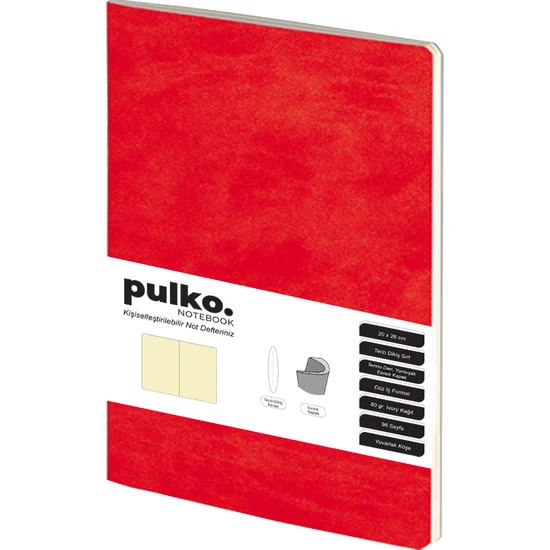 Pulko Notebook Not Defteri, (20X28CM), Terzi Dikiş, Termo Deri Kapak, 96 Sayfa, Krem Kağıt, Düz, 033