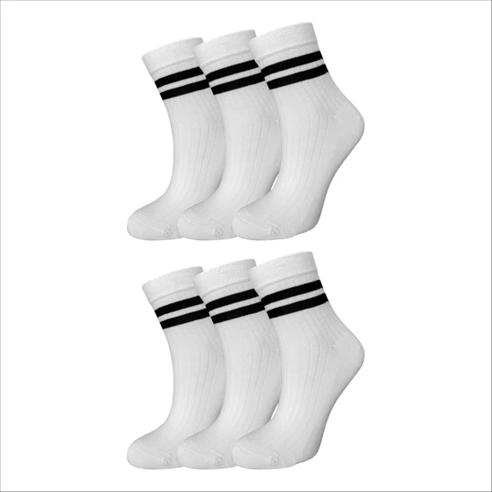 Sweex Yumuşak Dokulu Çizgili Likralı Yüksek Kalite Kadın Soket Çorap 6'lı Paket