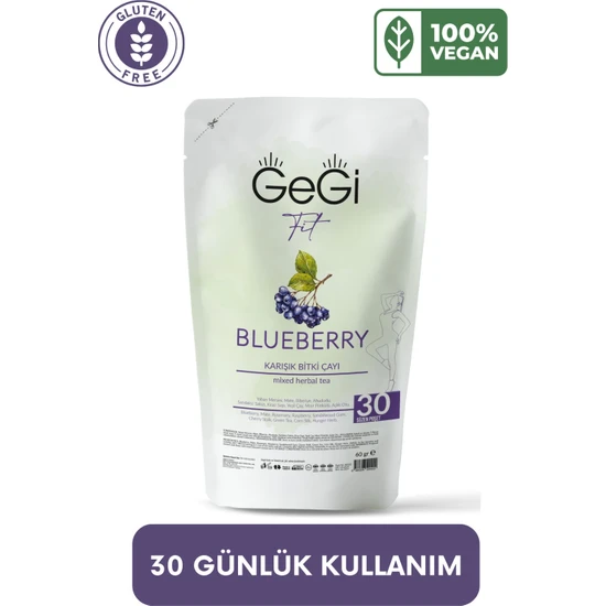 Gegi Zayıflama Destekleyen Yaban Mersinli Blueberry Çayı Detox Form Çayı Tea Diyeti 1 Aylık Paket