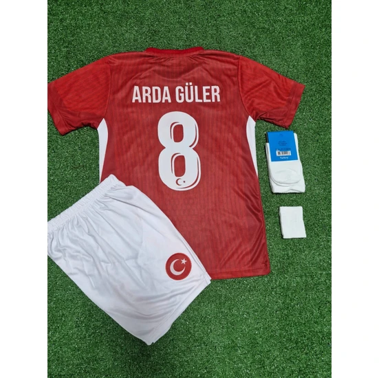 BySportakus Türkiye Euro 2024 Arda Güler 8 Numara Çocuk Forması 4'lü Set (Red)