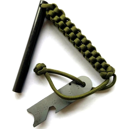 Valkyrie Paracord Ipli 10CM x 10MM  Magnezyum Bar Ateş Başlatıcı Acil Durum Çakmak Taşı Çubuğu