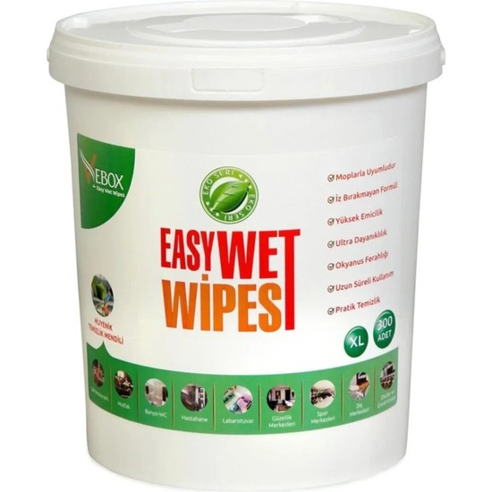 Vebox Easy Wet Wipes Islak Kova Mendil 300 Yaprak Günlük Kullanım İçin Ultra Dayanıklı