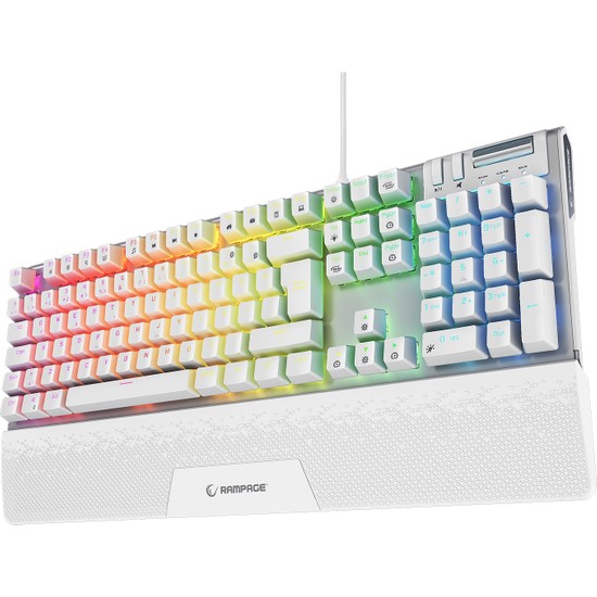 Rampage Carbon Beyaz Rgb Q Bilek Destekli Red Switch Gaming Oyuncu Klavye