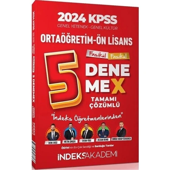 İndeks Akademi Yayıncılık 2024 KPSS  2'Li se Ortaöğretim Ön 2'Li sans 5 Deneme