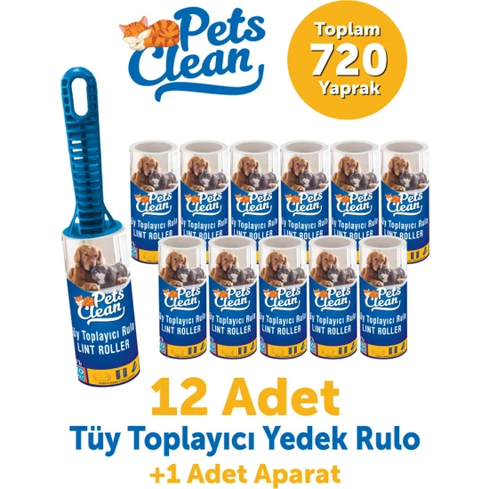 Pet's Clean Tüy Toplayıcı Yedek 12LI+APARAT 1 Adet