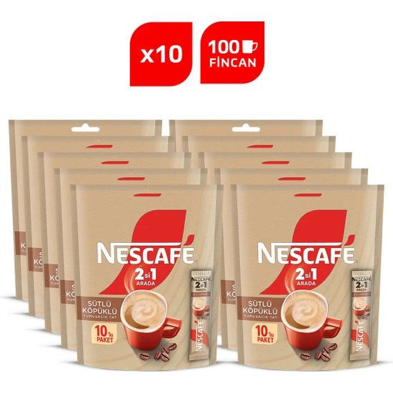 Nescafe 2si1 Arada Sütlü Köpüklü 10(10X10 gr)