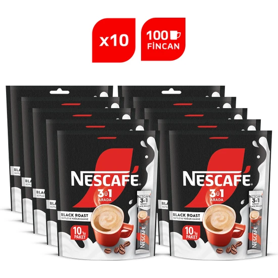 Nescafe 3ü1 Arada Black Roast 10(10X15gr)