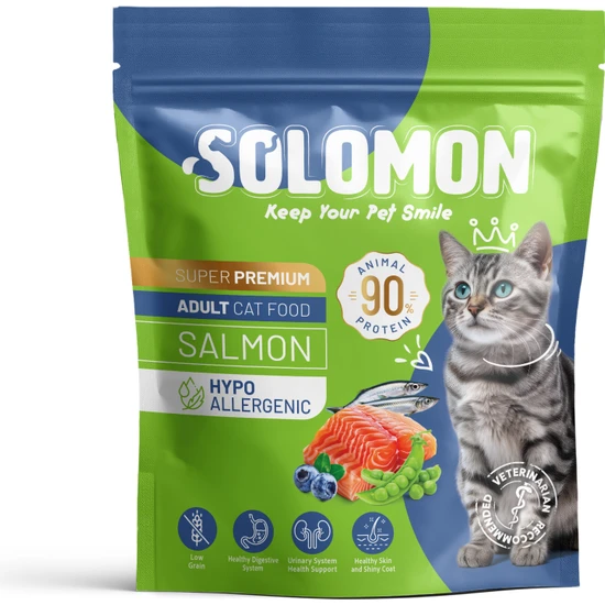 Solomon Yetişkin Somon'lu Süper Premium Kedi Maması 1,5 kg - Hipoalerjenik - Düşük Tahıllı