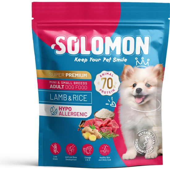 Solomon Yetişkin Küçük Irk Kuzu'lu Süper Premium Köpek Maması 1,5 kg Hipoalerjenik - Düşük Tahıllı