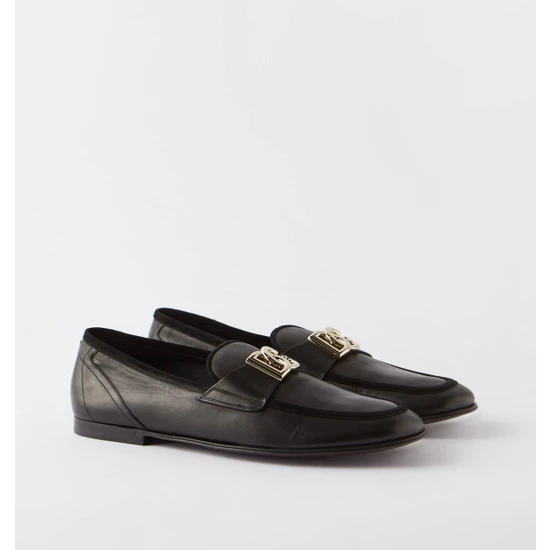 Dolce & Gabbana Interlocking Dg-Plaque Leather Loafers