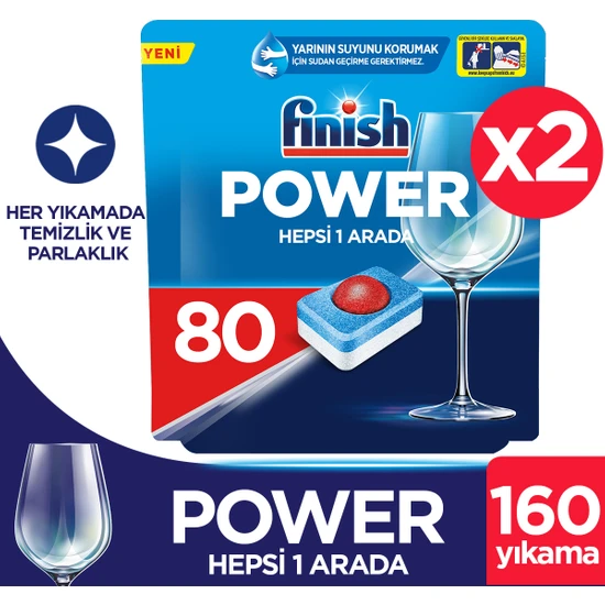 Finish Hepsi Bir Arada Bulaşık Makinesi Deterjanı Tableti  160(80x2) Yıkama