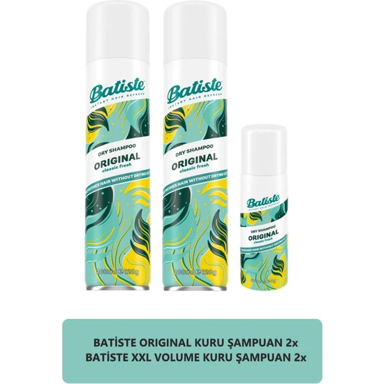 Batıste Kuru Şampuan Orıgınal 200 ml X2 + Batıste Kuru Şampuan Orıgınal 50 ml