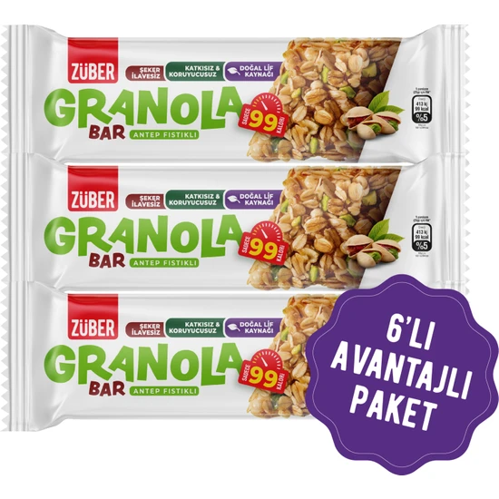 Züber Granola Bar Antep Fıstıklı 25G x 6 Adet