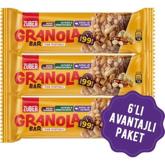 Züber Granola Bar Yer Fıstıklı 25G x 6 Adet