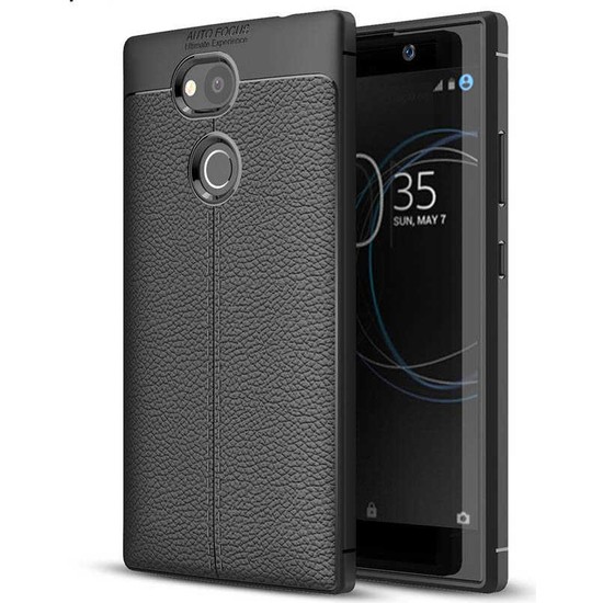 EbestStar Cover Per Sony Xperia L2/L2 Dual: Custodia In TPU Carbon Design Blu Scuro + Vetro Temperato