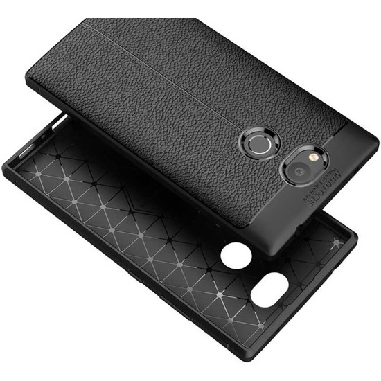 EbestStar Cover Per Sony Xperia L2/L2 Dual: Custodia In TPU Carbon Design Blu Scuro + Vetro Temperato