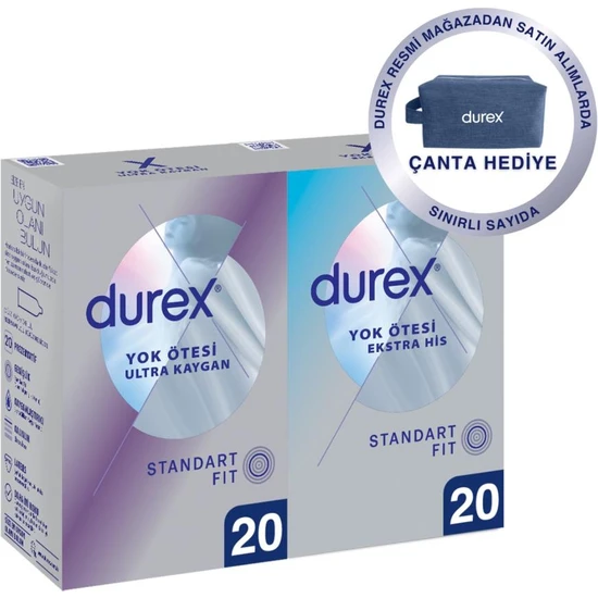 Durex Yok Ötesi Ekstra His ve Yok Ötesi Ultra Kaygan Prezervatif 40'lı Ekonomik Paket