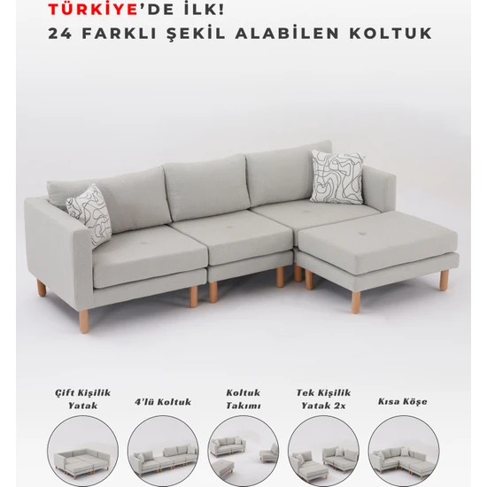 Velura Home Armin Akıllı Köşe Koltuk Takımı & Modern Modüler Yataklı Koltuk Takımı & Salon Takımı & Oturma Grubu