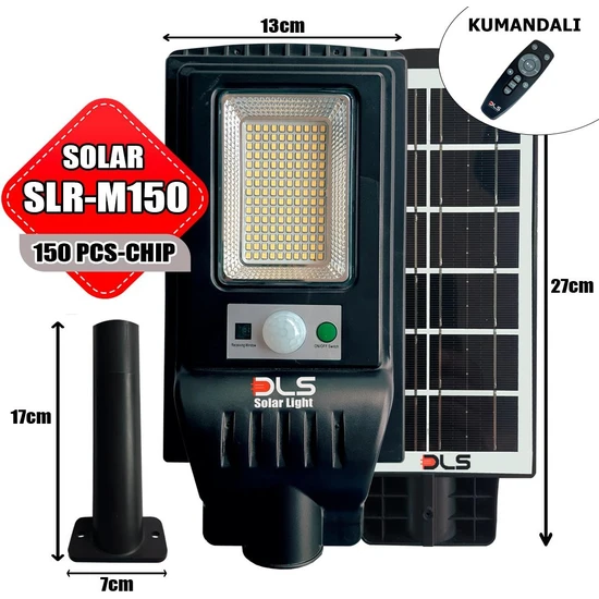 DLS 150 Ledli Güneş Enerjili Solar Bahçe Çevre Sokak Lambası Dls