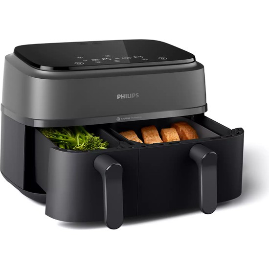 Philips Airfryer Yeni Nesil 9 Litre Çift Hazneli Yağsız Hava Fritözü Enerji Tasarruflu ve Kolay Temizlenebilir