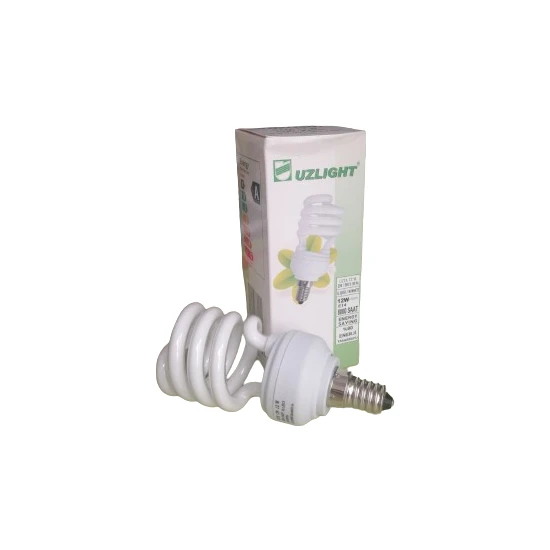 Uzlight 12W Spiral Tasarruflu Ampul Sarı Işık E14 Duy 10'lu Paket