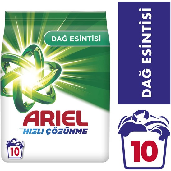 Ariel Dağ Esintisi 1.5 Kg Toz Çamaşır Deterjanı 10 Yıkama Derinlemesine Temizlik ve Dağ Kokusu