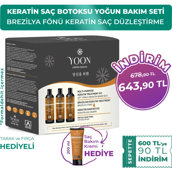 Yoon Brezilya Fönü & Keratin Botox Saçı Düzleştirme İşlemi Sağlayan ve Besleyen Çift Yönlü Yoğun Saç Bakım Seti