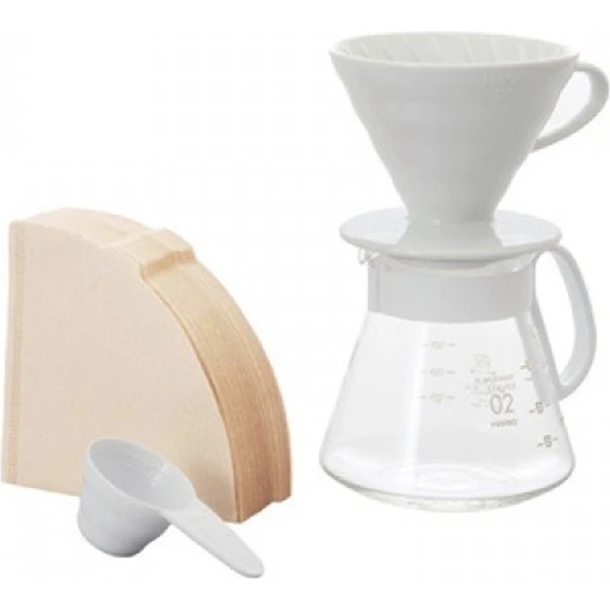 Hario V60 02 Seramik Kahve Demleme Seti Beyaz