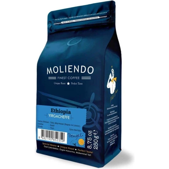 Moliendo Ethiopia Yirgacheffe Yöresel Kahve (Çekirdek Kahve) 250 g