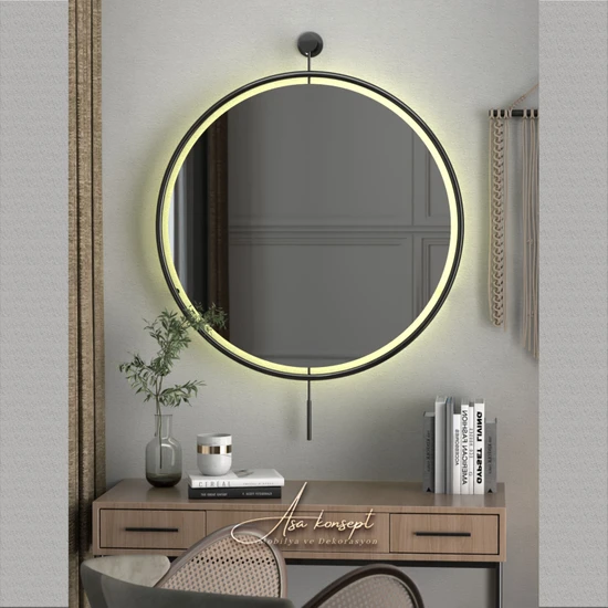 Amor Home Mirror Ayna Led'li Siyah Dekoratif Ayna, Makyaj Aynası Antre Ayna, Hol Koridor Ayna, Duvar Ayna, Salon Ayna, Mutfak Banyo Aynası, Wc Ofis Aynası