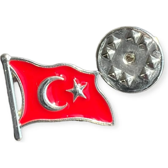 Ashak Accessories Rozet Türkiye Bayrak Gümüş Kaplama - Türk Bayrağı Ay Yıldız Rozet