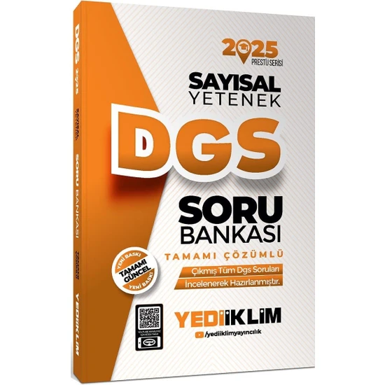 Yediiklim Yayınları 2025 DGS Sayısal Yetenek Tamamı Çözümlü Soru Bankası