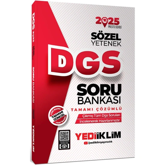 Yediiklim Yayınları 2025 Dgs Sözel Yetenek Tamamı Çözümlü Soru Bankası