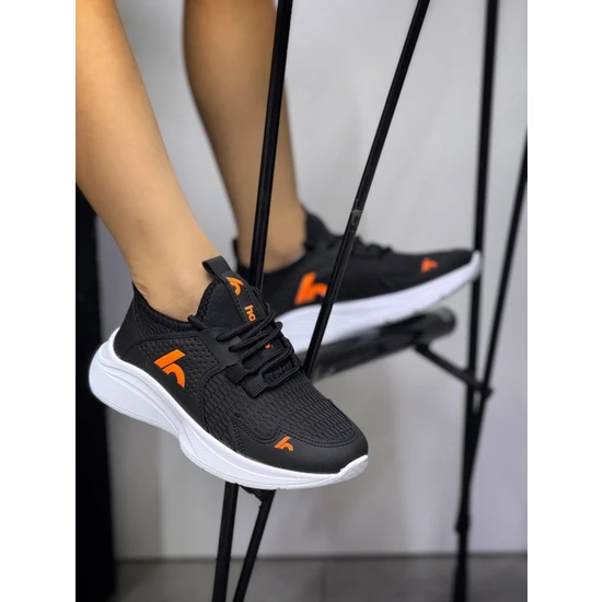 Homiro Bağcıklı Unisex Çocuk Spor Ayakkabısı-Siyah-Orange