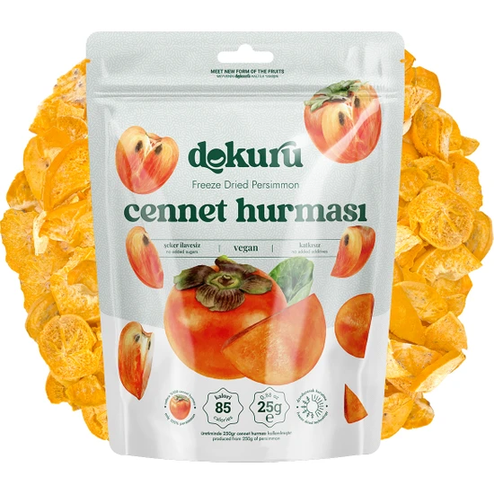 Dokuru Cennet Hurması Kuru Meyve Cipsi - Dondurularak Kurutulmuş Freeze Dried Çıtır Trabzon Hurması