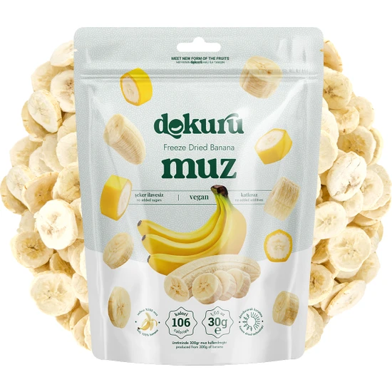 Dokuru Muz Kuru Meyve Cipsi - Dondurularak Kurutulmuş Freeze Dried Çıtır Muz