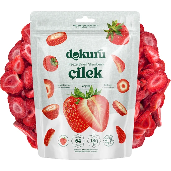 Dokuru Freeze Dried Çilek Dondurularak Kurutulmuş Çıtır Çilek Meyve Cipsi