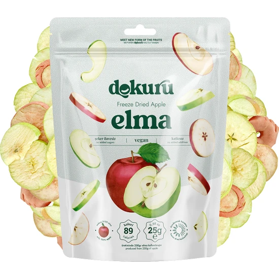 Dokuru Elma Kuru Meyve Cipsi - Dondurularak Kurutulmuş Freeze Dried Çıtır Elma