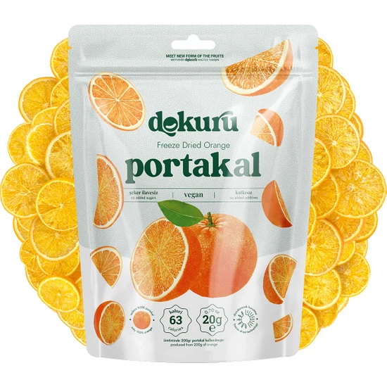 Dokuru Portakal Kuru Meyve Cipsi - Dondurularak Kurutulmuş Freeze Dried Çıtır Portakal