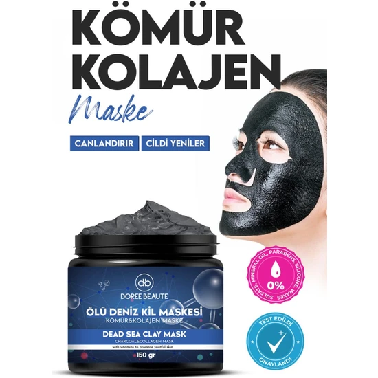 DOREE BEAUTE Collagen Karma Yağlı & Siyah Nokta Akne Karşıtı Kömür Kil Maskesi 150 ml