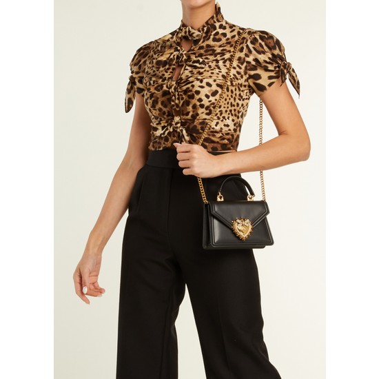 Dolce & Gabbana Devotion Small Siyah Kadın Deri Omuz Çantası Fiyatı
