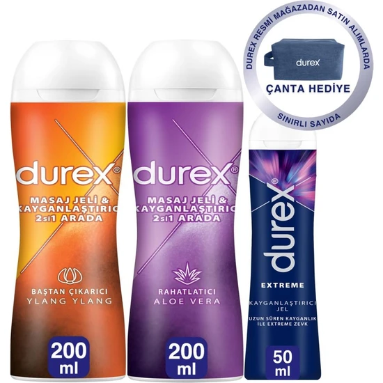 Durex Play Aloe Vera 200ml + Ylang Ylang 200ml + Extreme Anal Kayganlaştırıcı Jel 50ml